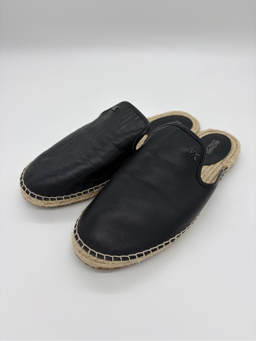 Michael Kors Black Leather Hastings Slip-On Espadrille Mule - fits like Size 8.5